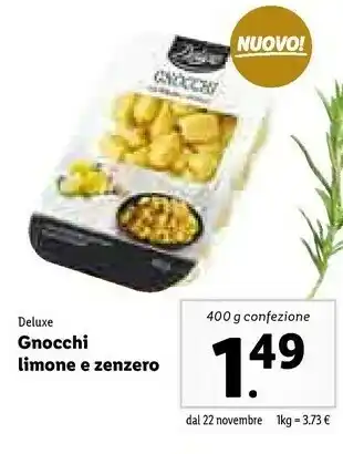 Lidl Deluxe gnocchi limone e zenzero 400 g offerta