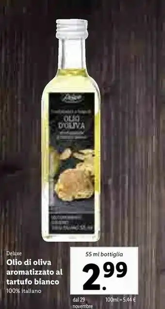 Lidl Deluxe olio di oliva aromatizzato al tartufo bianco offerta