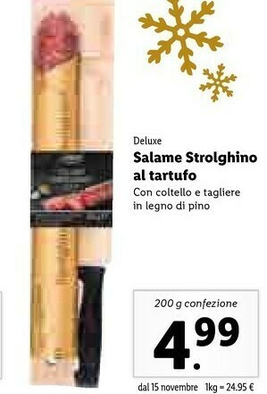 Lidl Deluxe salame strolghino al tartufo offerta
