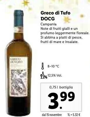 Lidl Greco di tufo docg offerta