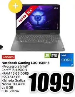 MediaWorld Lenovo Notebook Gaming LOQ 15IRH8 offerta