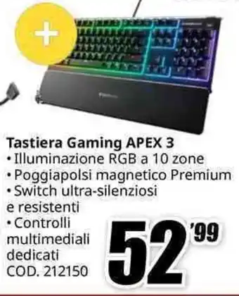 MediaWorld Tastiera Gaming APEX 3 offerta