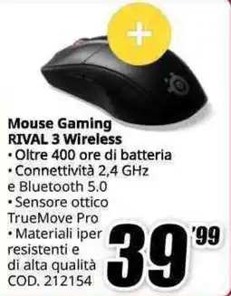 MediaWorld Mouse Gaming RIVAL 3 Wireless offerta