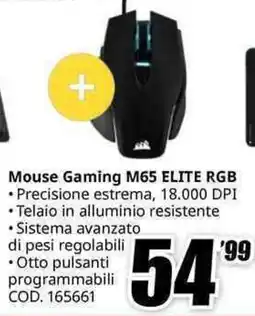 MediaWorld Mouse Gaming M65 ELITE RGB offerta
