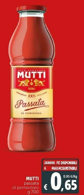 Deco Supermercati Passata di pomodoro 700 g(ml) offerta