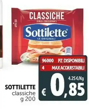Deco Supermercati Sottilette le originali classiche 200 g(ml) offerta