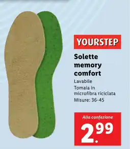 Lidl YOURSTEP Solette memory comfort Lavabile Tomaia in microfibra riciclata Misure: 36-45 offerta