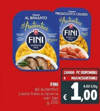 Deco Supermercati Fini - gli autentici tortellini al prosciutto crudo 250 g(ml) offerta