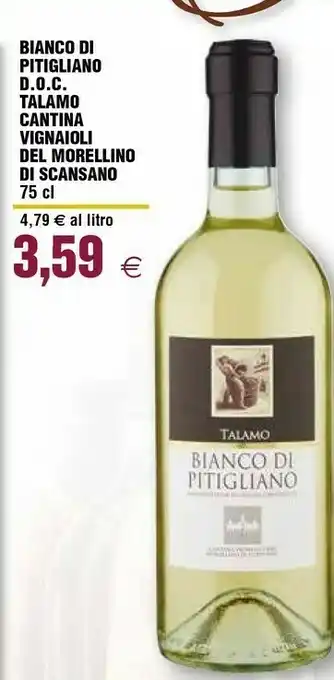 Ipercoop Bianco di pitigliano doc talamo cantina vignaioli del morellino di scansano offerta