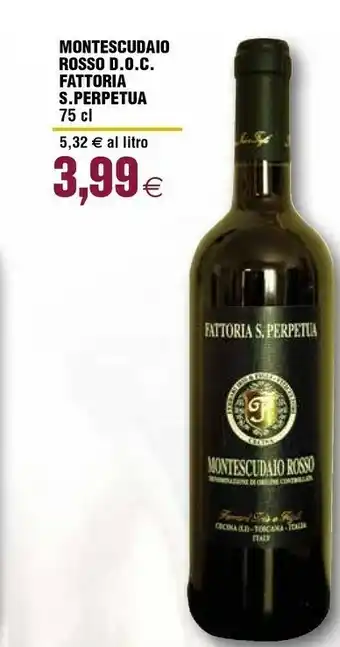 Ipercoop Fattoria s.perpetua montescudaio rosso doc offerta