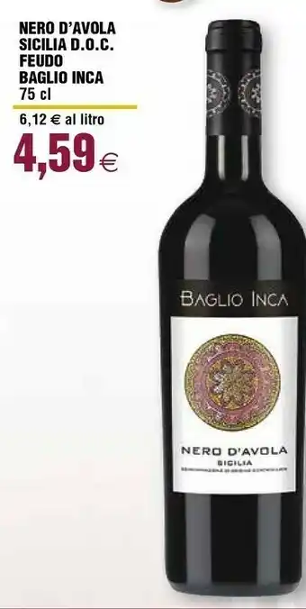 Ipercoop Baglio inca nero d'avola sicilia doc offerta