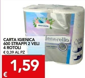 TuoDi Carta igienica 600 strappi 2 veli 4 rotoli offerta