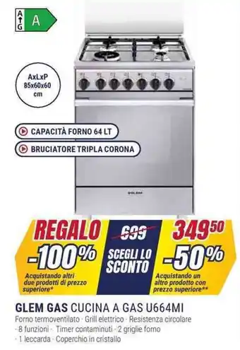 Trony GLEM GAS CUCINA A GAS U664MI offerta