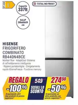 Trony HISENSE FRIGORIFERO COMBINATO RB440N4BCE offerta