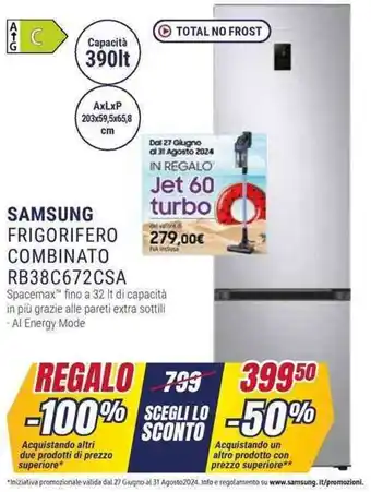 Trony SAMSUNG FRIGORIFERO COMBINATO RB38C672CSA offerta