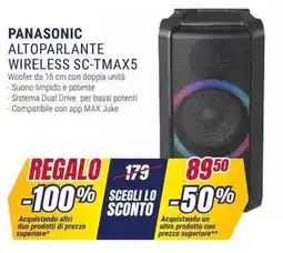 Trony PANASONIC ALTOPARLANTE WIRELESS SC-TMAX5 offerta