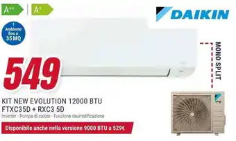 Trony DAIKIN KIT NEW EVOLUTION 12000 BTU FTXC35D + RXC3 5D offerta