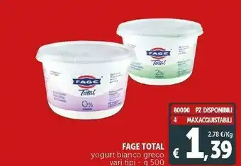 Deco Supermercati Total 0% yogurt greco colato senza grassi 500 g(ml) offerta