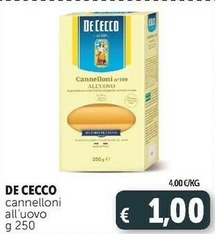 Deco Supermercati Cannelloni n. 100 all'uovo 250 g(ml) offerta