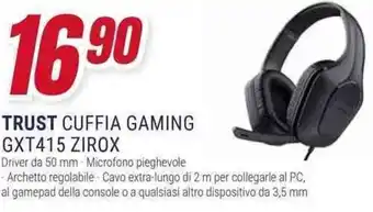 Trony TRUST CUFFIA GAMING GXT415 ZIROX offerta