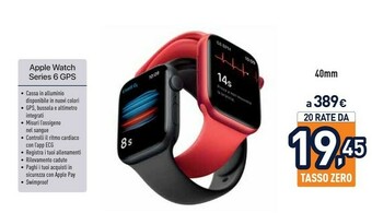 Unieuro Apple watch series 6 gps 40mm offerta