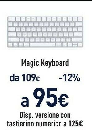 Unieuro Magic keyboard tastiera bluetooth inglese argento, bianco offerta