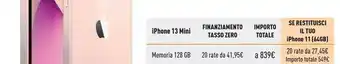 Unieuro Apple iphone 13 mini 128gb offerta