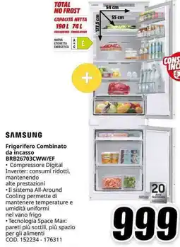 SAMSUNG Frigorifero Combinato da incasso BRB26703CWW/EF