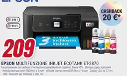 Trony EPSON MULTIFUNZIONE INKJET ECOTANK ET-2870 offerta