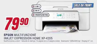 Trony EPSON MULTIFUNZIONE INKJET EXPRESSION HOME XP-4205 offerta