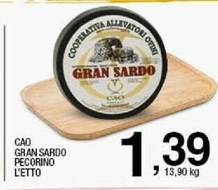 Sigma Cao gran sardo pecorino offerta
