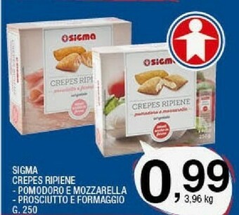 Sigma crepes ripiene pomodoro e mozzarella