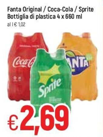 Famila Fanta Original / Coca-Cola / Sprite Bottiglia di plastica 4x660ml offerta