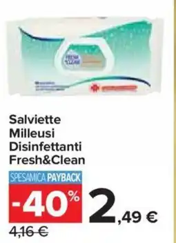 Carrefour Salviette Milleusi Disinfettanti Fresh&Clean offerta