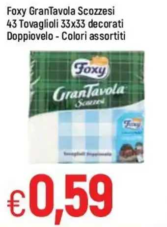 Famila Foxy GranTavola Scozzesi 43 Tovaglioli 33x33 decorati Doppiovelo - Colori assortiti offerta
