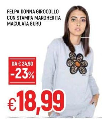 Famila Felpa Donna Girocollo con Stampa Margherita Maculata Guru offerta