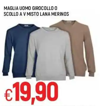 Famila Maglia Uomo Girocollo o Scollo A V Misto Lana Merinos offerta