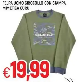 Felpa Uomo Girocollo con Stampa Mimetica Guru