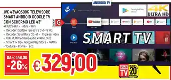 Famila Jvc 43VAQ300K Televisore Smart Android Google Tv con Schermo LED 43" offerta