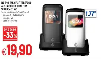 RG T40 Easy Flip Telefono A Conchiglia Dual-Sim - Schermo 1.77"