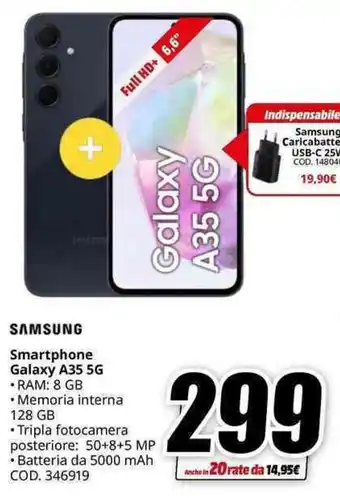 MediaWorld SAMSUNG Smartphone Galaxy A35 5G offerta