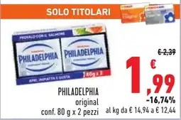 Conad PHILADELPHIA original conf. 80 g x 2 pezzi offerta