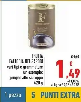 Conad Fattoria dei sapori prugne allo sciroppo 420 g offerta