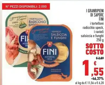 Conad Fini - i ravioli salsiccia e funghi 250 g(ml) offerta