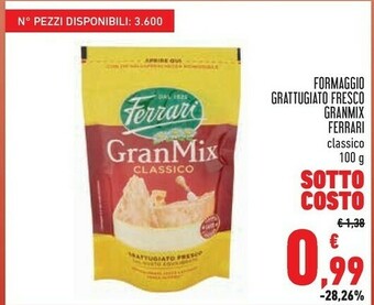 Conad Formaggio grattugiato fresco granmix offerta