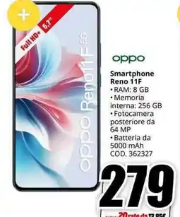 MediaWorld oppo Smartphone Reno 11F offerta