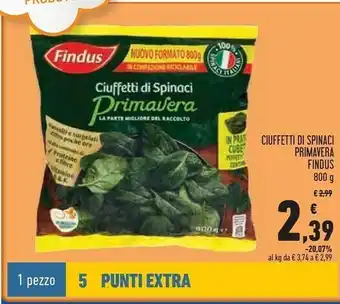 Conad Ciuffetti di spinaci primavera 800 g offerta