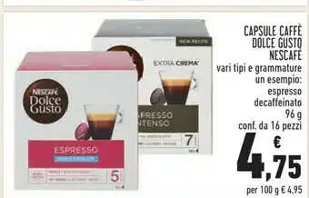 Conad Dolce gusto espresso decaffeinato capsule caffè 16 pezzo(i) offerta