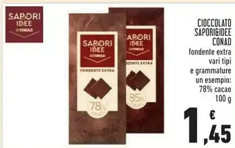 Conad Conad - cioccolato fondente extra 100 g(ml) offerta