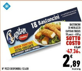 Conad 18 bastoncini con 100% filetti di merluzzo 450 g(ml) offerta
